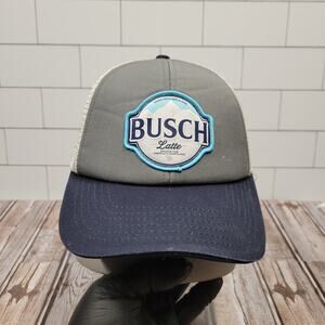 Busch Latte Trucker Hat Gray Blue Mesh Snapback H3 Headwear Beer Cap